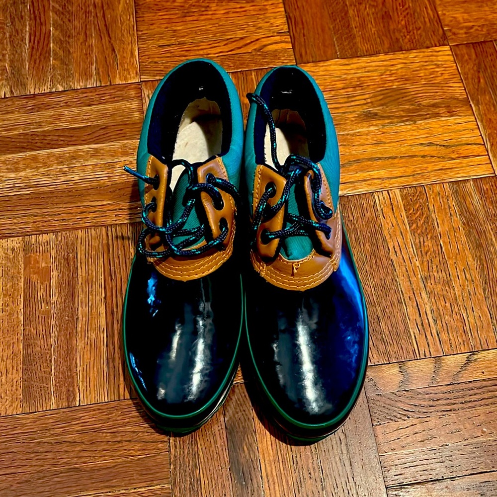 Trail’s End Navy Blue & Green Duck Boots